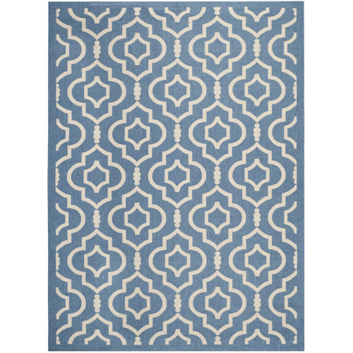 Bloomsbury Market Manfredi Hooked Blue Indoor/Outdoor Rug & Reviews Wayfair.co.uk